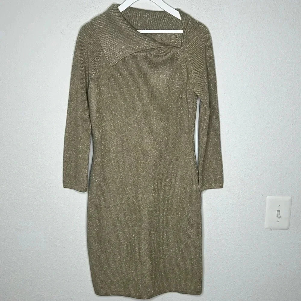 Calvin Klein NWOT shimmer gold sweater dress size Medium